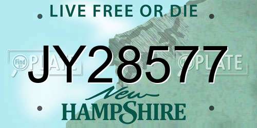 JY28577 New Hampshire License Plate
