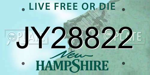 JY28822 New Hampshire License Plate