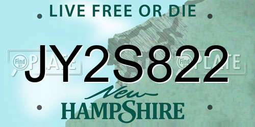 JY2S822 New Hampshire License Plate