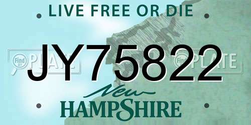 JY75822 New Hampshire License Plate