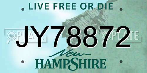 JY78872 New Hampshire License Plate
