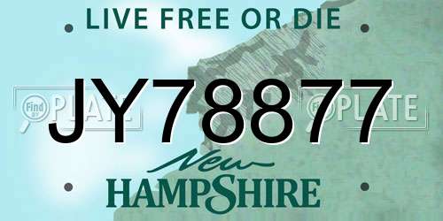 JY78877 New Hampshire License Plate