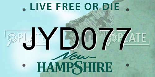 JYD077 New Hampshire License Plate