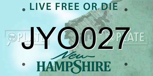 JYO027 New Hampshire License Plate