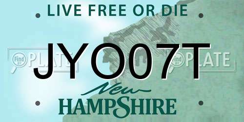 JYO07T New Hampshire License Plate