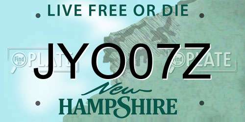 JYO07Z New Hampshire License Plate