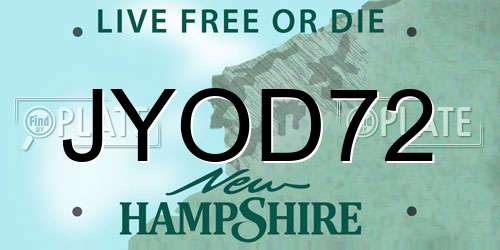 JYOD72 New Hampshire License Plate