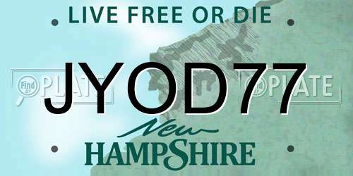 JYOD77 New Hampshire License Plate