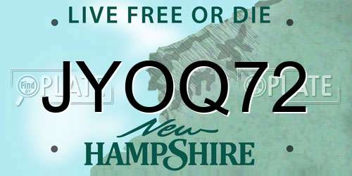 JYOQ72 New Hampshire License Plate