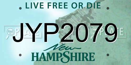 JYP2079 New Hampshire License Plate