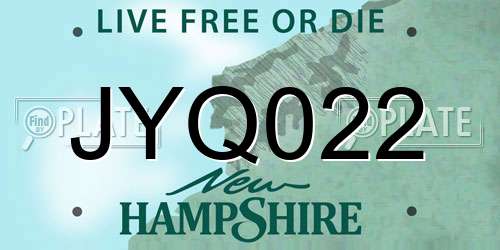 JYQ022 New Hampshire License Plate