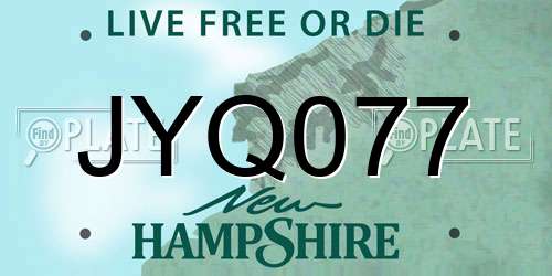 JYQ077 New Hampshire License Plate