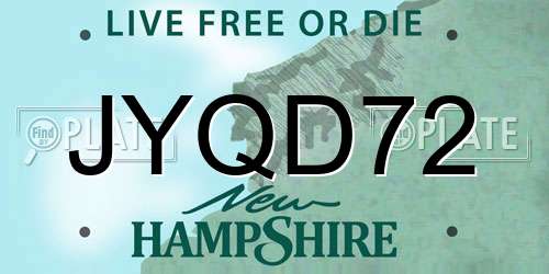 JYQD72 New Hampshire License Plate