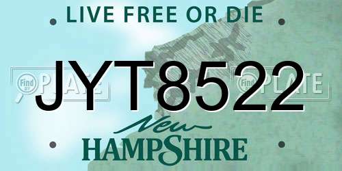 JYT8522 New Hampshire License Plate
