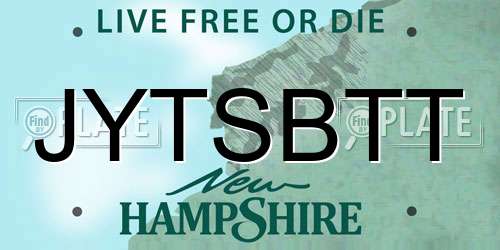 JYTSBTT New Hampshire License Plate