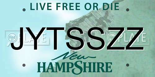 JYTSSZZ New Hampshire License Plate