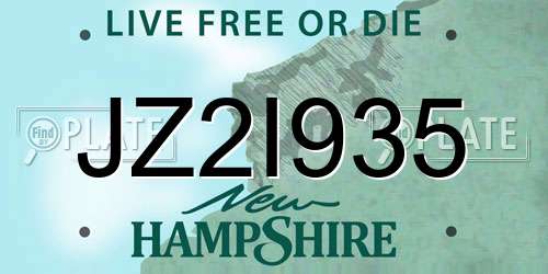 JZ2I935 New Hampshire License Plate