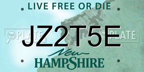 JZ2T5E New Hampshire License Plate