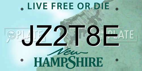 JZ2T8E New Hampshire License Plate