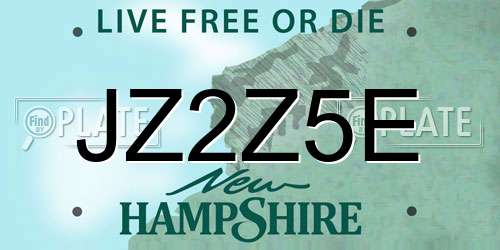 JZ2Z5E New Hampshire License Plate