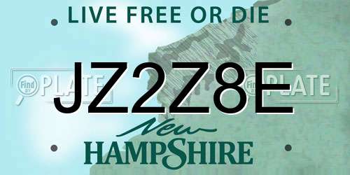JZ2Z8E New Hampshire License Plate