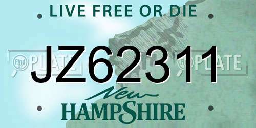 JZ62311 New Hampshire License Plate