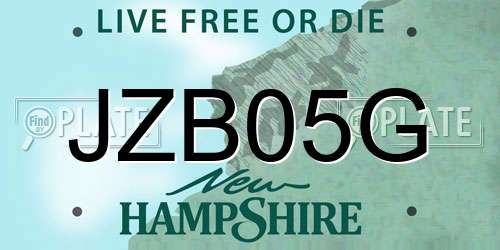 JZB05G New Hampshire License Plate