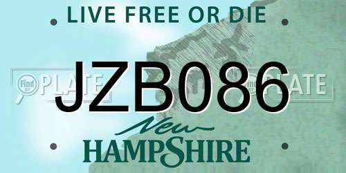 JZB086 New Hampshire License Plate