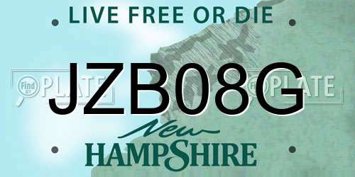 JZB08G New Hampshire License Plate
