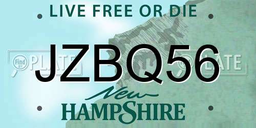 JZBQ56 New Hampshire License Plate