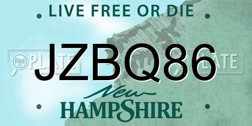 JZBQ86 New Hampshire License Plate