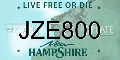 JZE800 New Hampshire License Plate