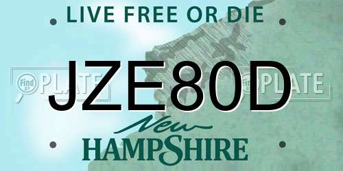 JZE80D New Hampshire License Plate
