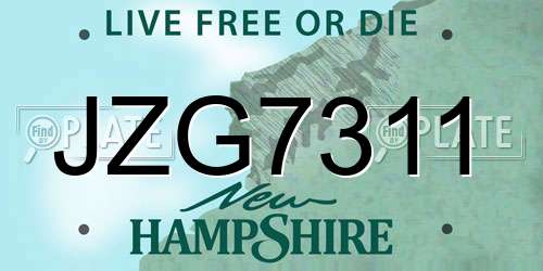 JZG7311 New Hampshire License Plate