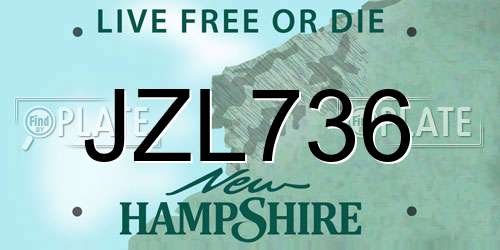 JZL736 New Hampshire License Plate