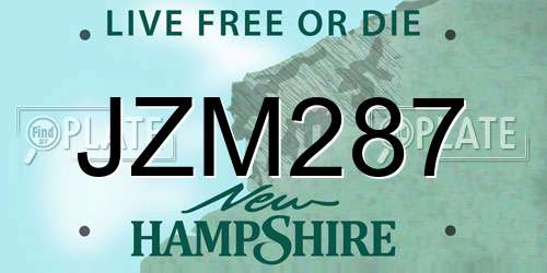 JZM287 New Hampshire License Plate