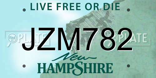 JZM782 New Hampshire License Plate