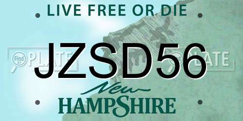 JZSD56 New Hampshire License Plate
