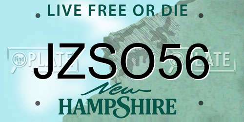 JZSO56 New Hampshire License Plate