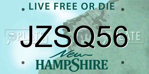 JZSQ56 New Hampshire License Plate