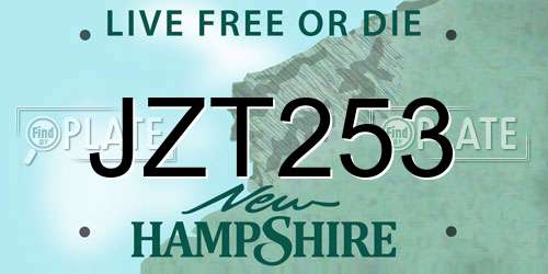 JZT253 New Hampshire License Plate