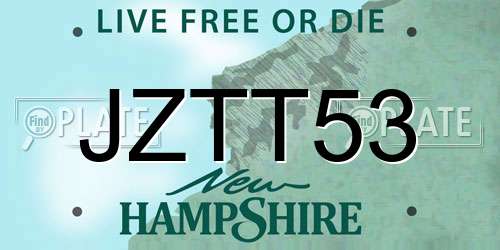 JZTT53 New Hampshire License Plate