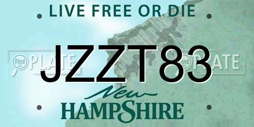 JZZT83 New Hampshire License Plate