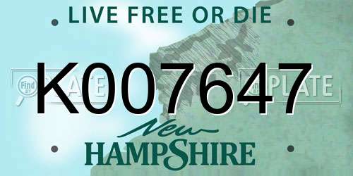 K007647 New Hampshire License Plate