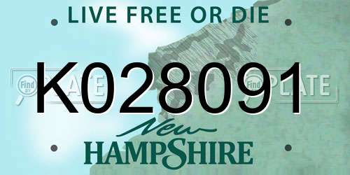 K028091 New Hampshire License Plate