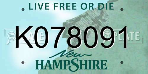 K078091 New Hampshire License Plate