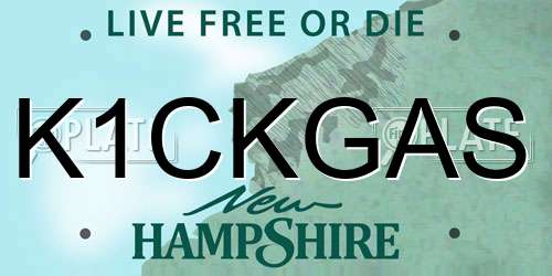 K1CKGAS New Hampshire License Plate