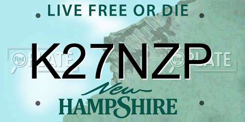 K27NZP New Hampshire License Plate