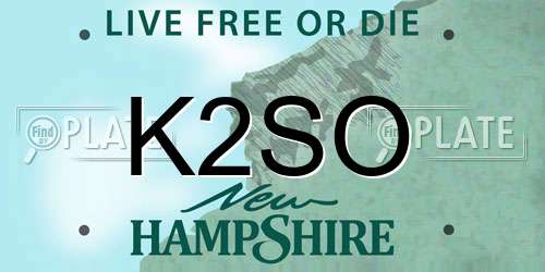 K2SO New Hampshire License Plate