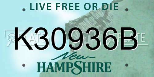 K30936B New Hampshire License Plate